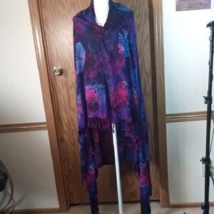 Vibrant Purple and BlueShells and Coral Shawl,Beachy, Vacation, Cruise, Festival